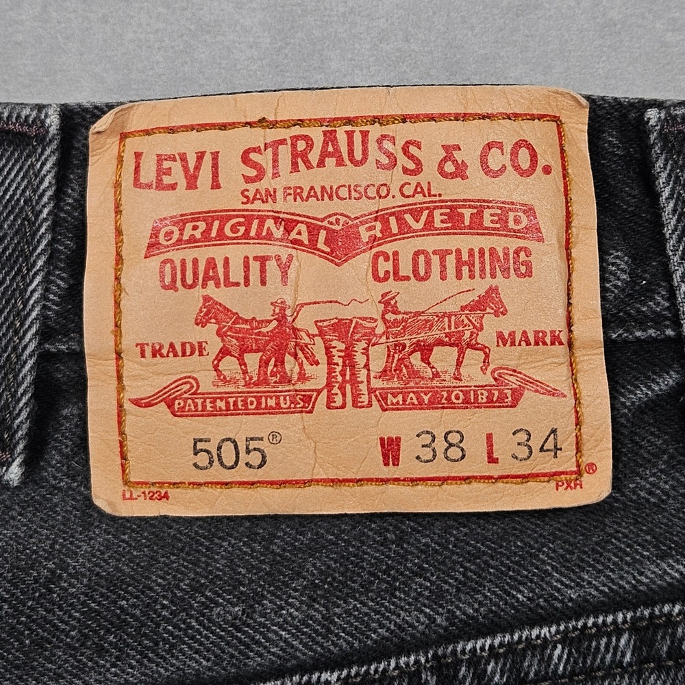 Vintage Levi's 505 Regular Fit Jeans Mens 38x34 (Actual 36x33) Black Denim Y2K - Picture 6 of 14